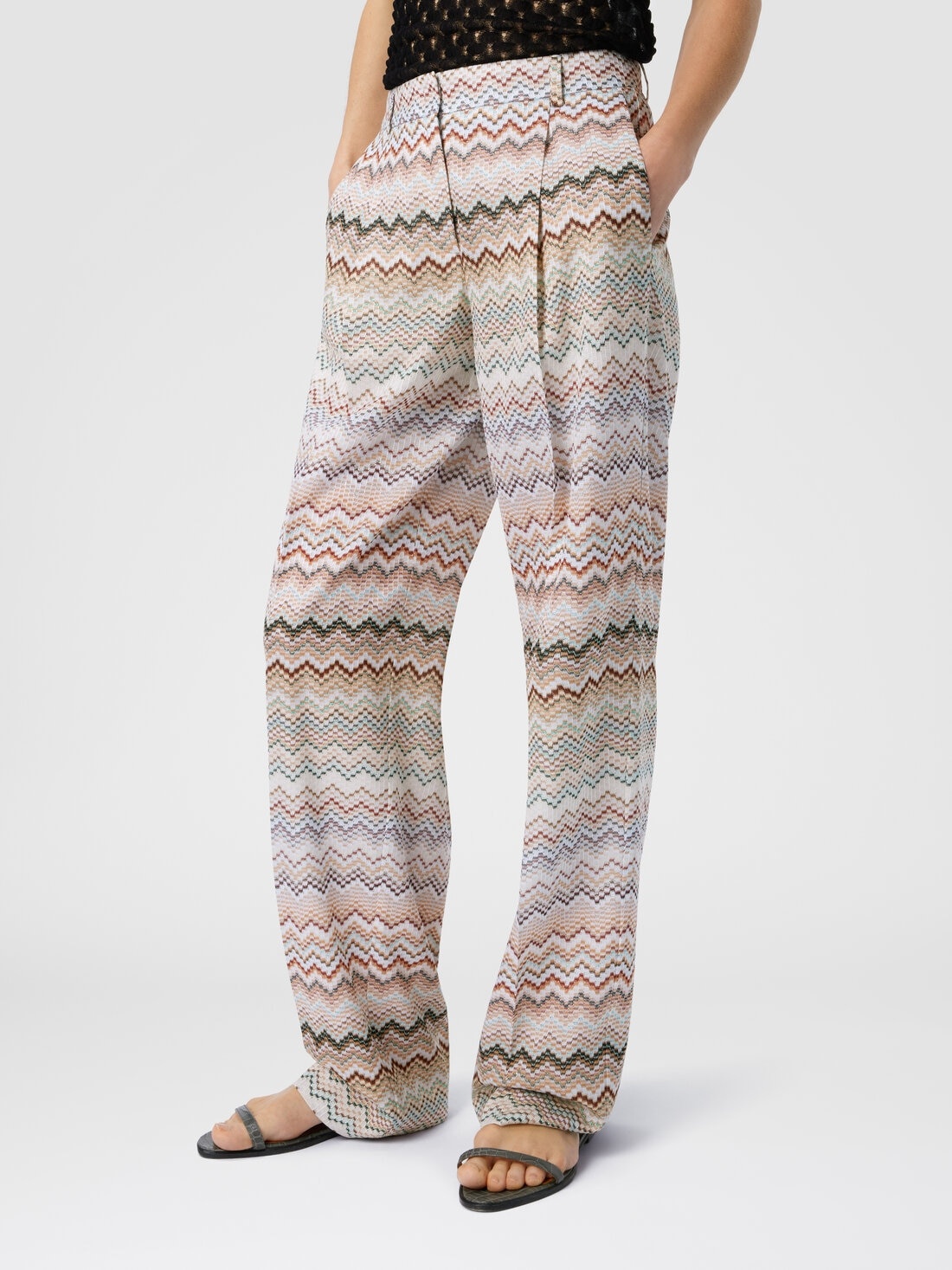 Dégradé zig zag viscose trousers - 4