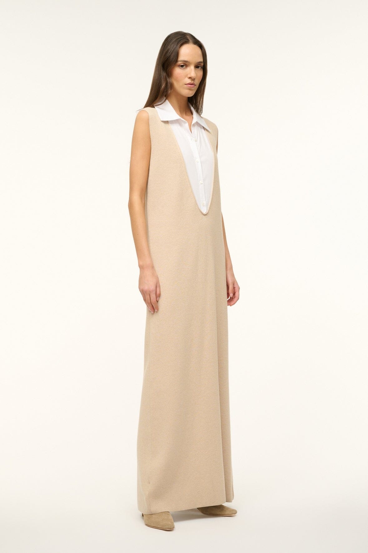 STAUD LESLIE DRESS CAMEL WHITE - 3