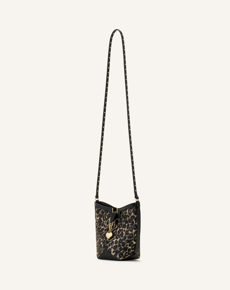 BEIGE CATCH BY LANVIN SMALL RAFFIA BUCKET BAG 3