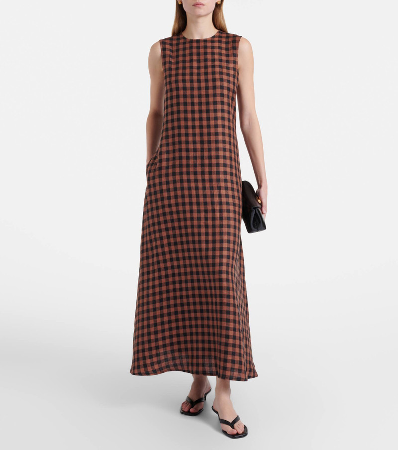 ASCENO Tallin gingham linen maxi dress outlook