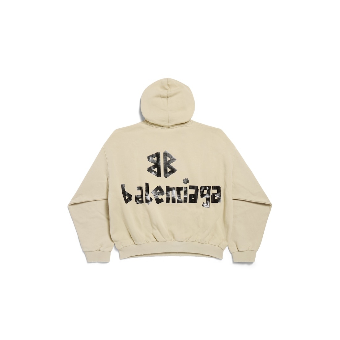 Tape Type Ripped Pocket Hoodie in Beige - 7