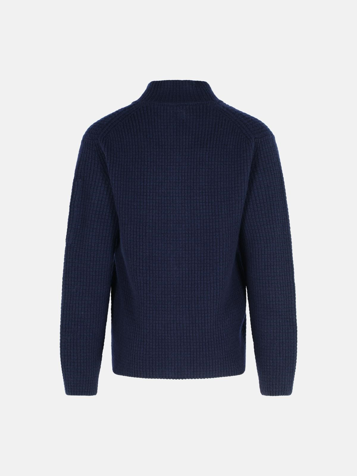 NAVY WOOL BLEND SWEATER - 3