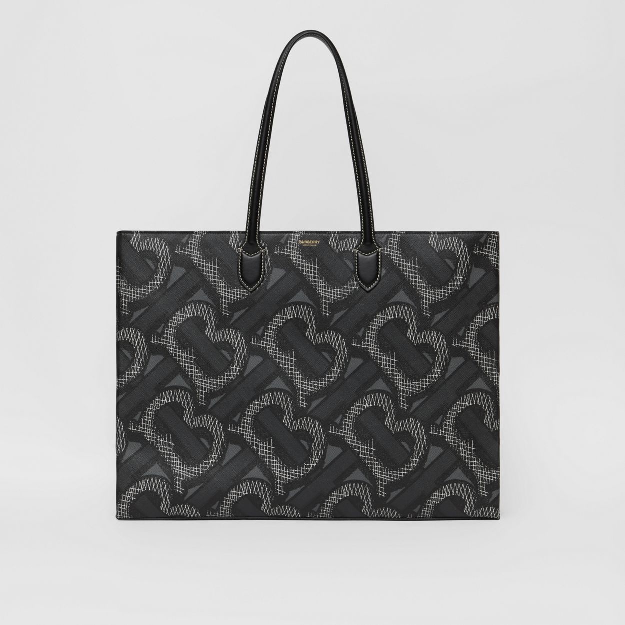 Monogram Print E-canvas Tote Bag - 1
