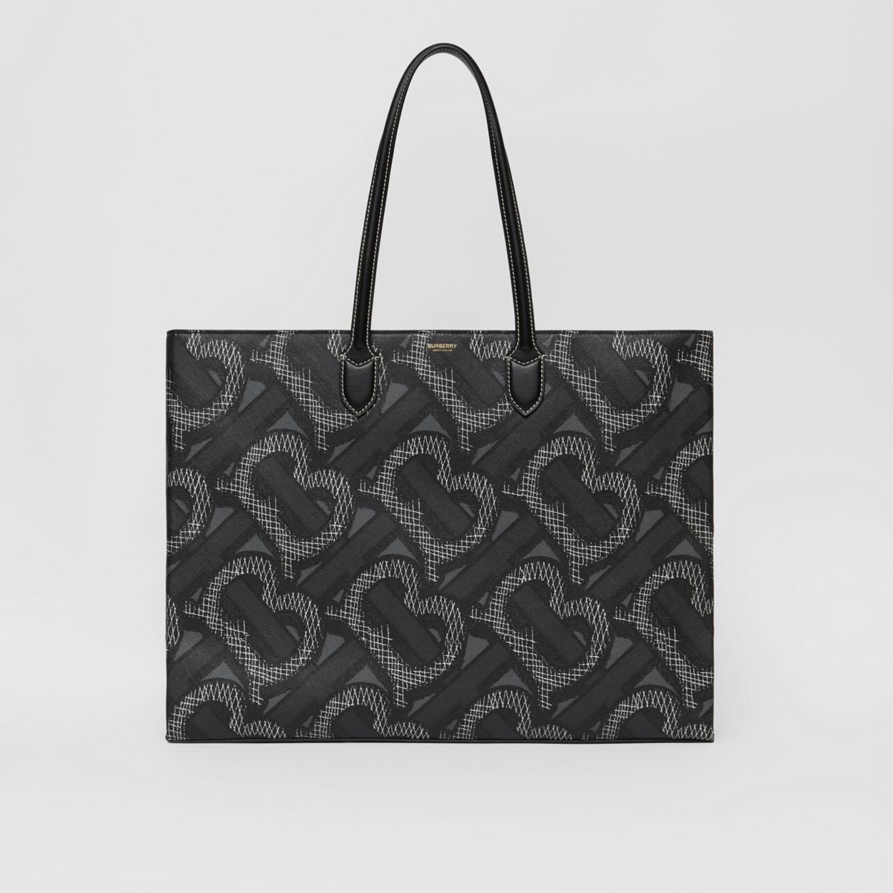 Monogram Print E-canvas Tote Bag - 1