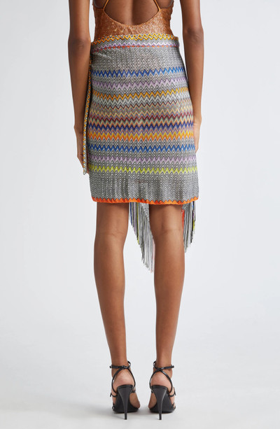 Missoni Chevron Knit Wrap Skirt in Grey/Orange outlook