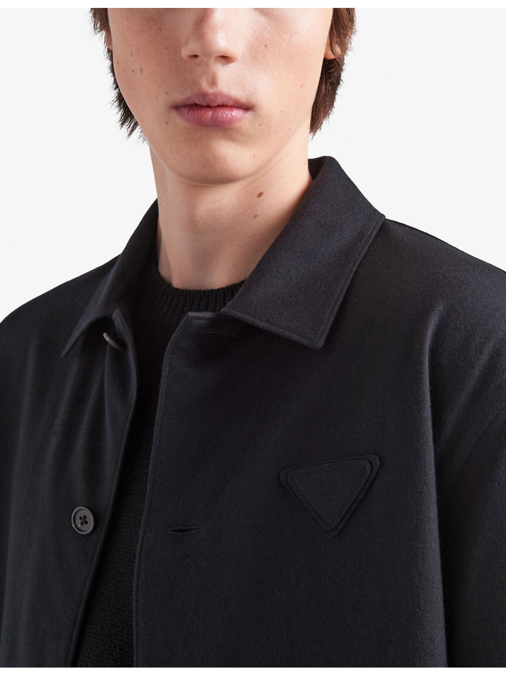 Logo-Patch Long-Sleeve Wool-Cashmere Shirt - 5