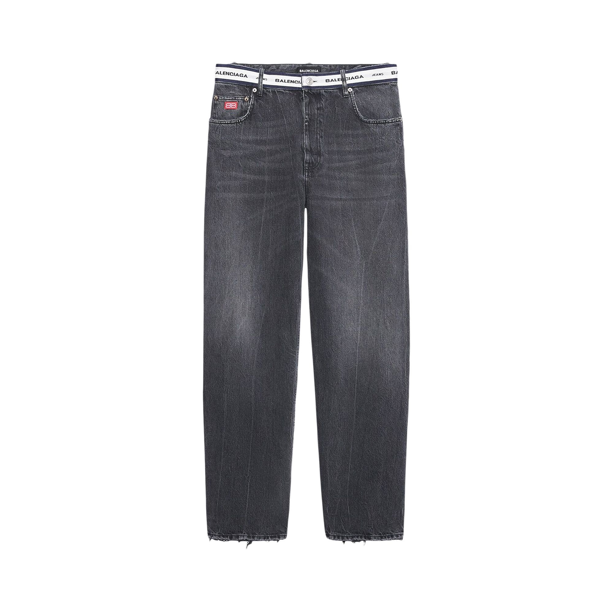 Balenciaga Logo Waistband Pants 'Black/White' - 1