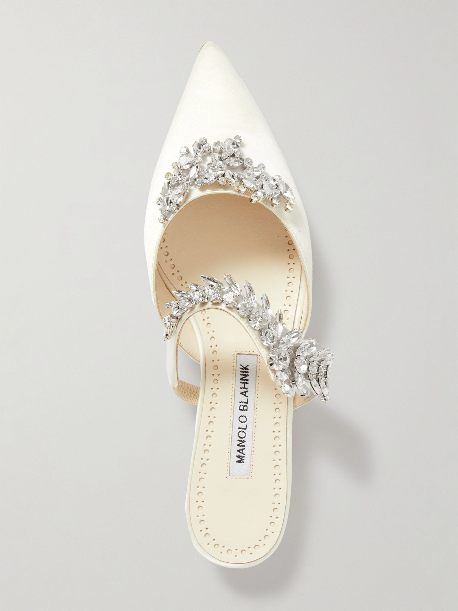 Lurum 45 crystal-embellished satin mules Cream - 5