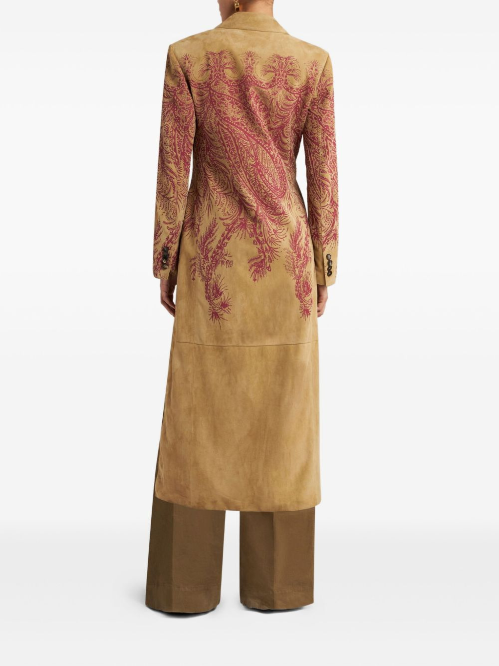 paisley-print leather coat - 3
