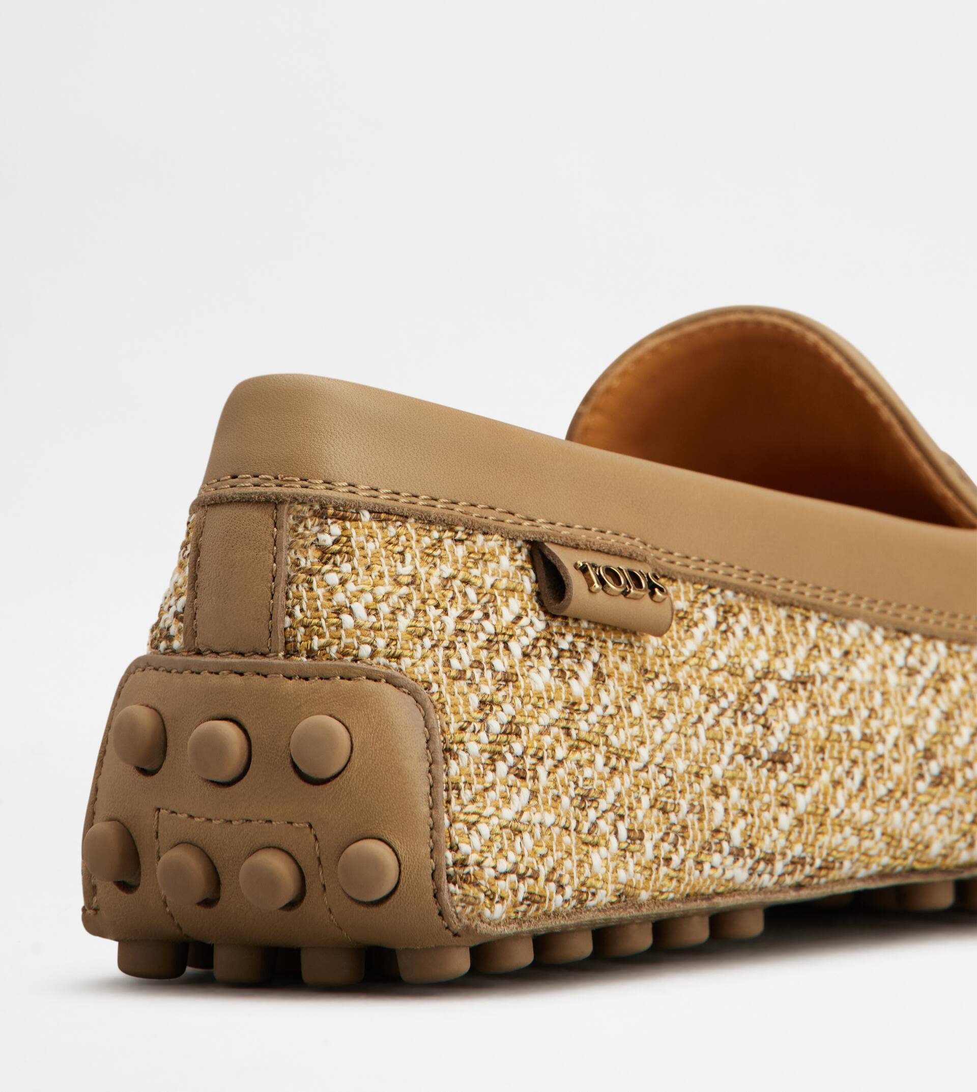 GOMMINO DRIVING SHOES IN FABRIC AND LEATHER - BEIGE - 5