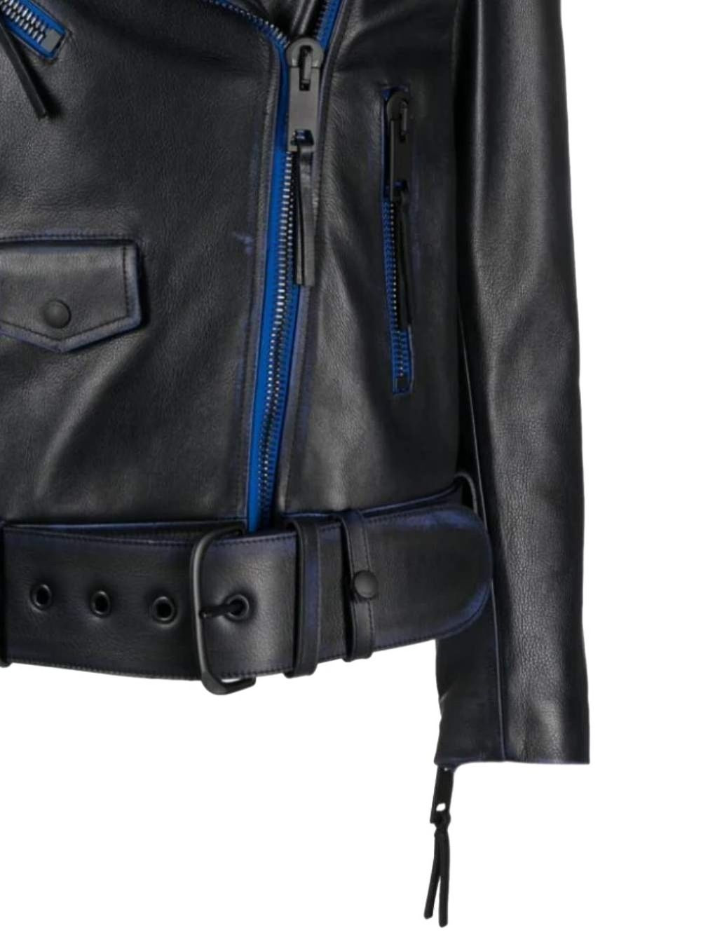 contrast-trim leather jacket - 2