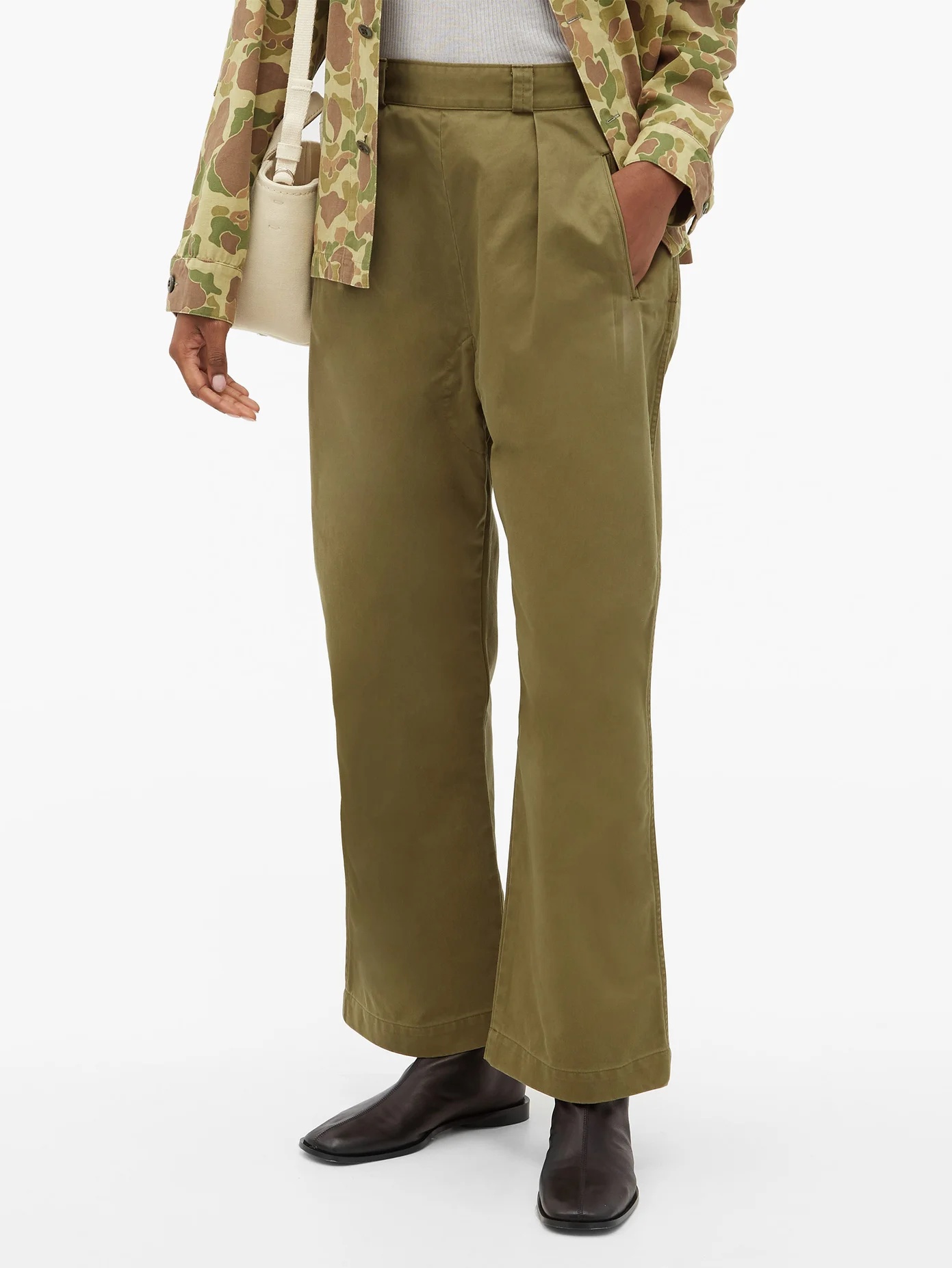 Sulfur pleated cotton-twill trousers - 6