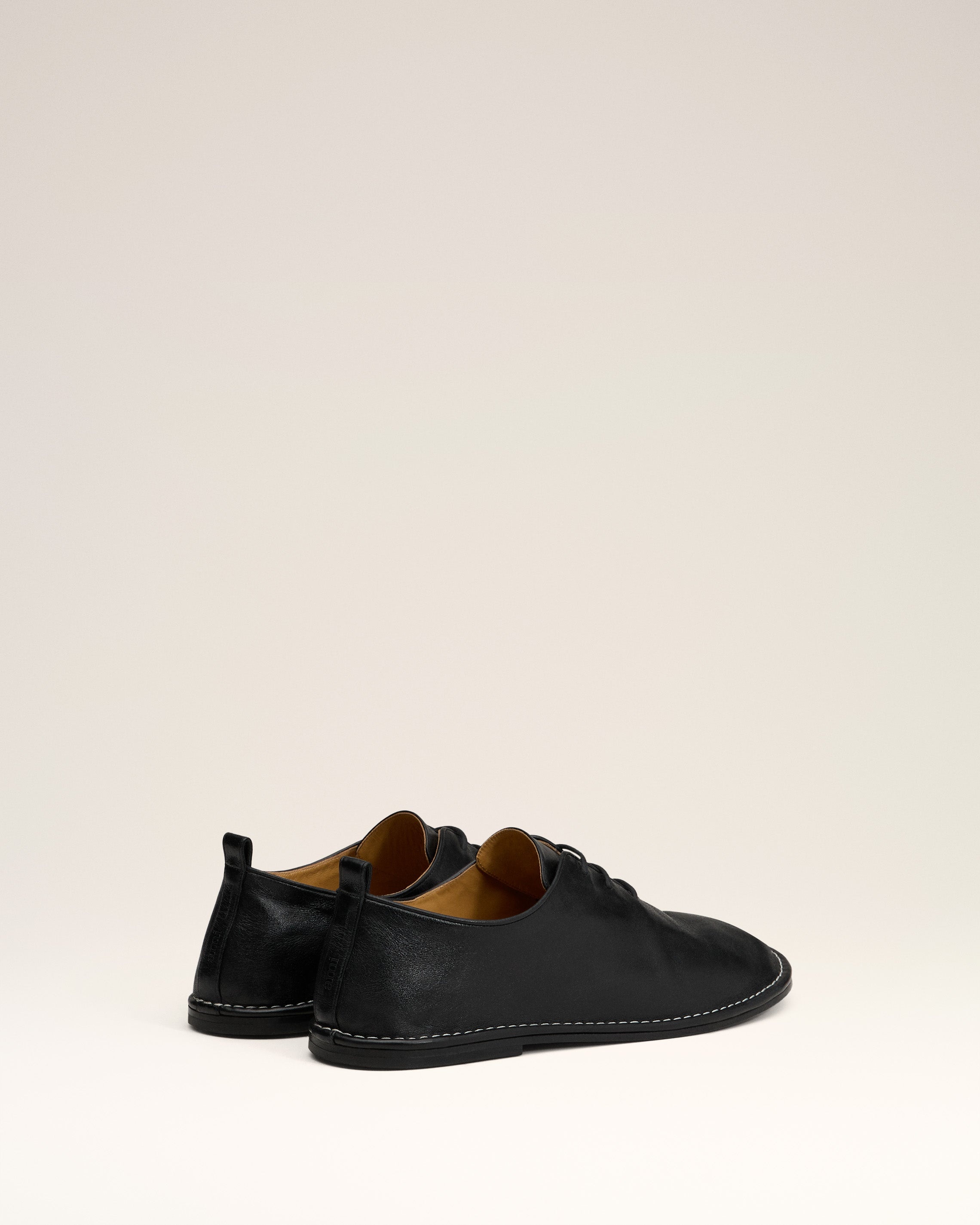 BLACK LEATHER ONE CUT SHOES - 4