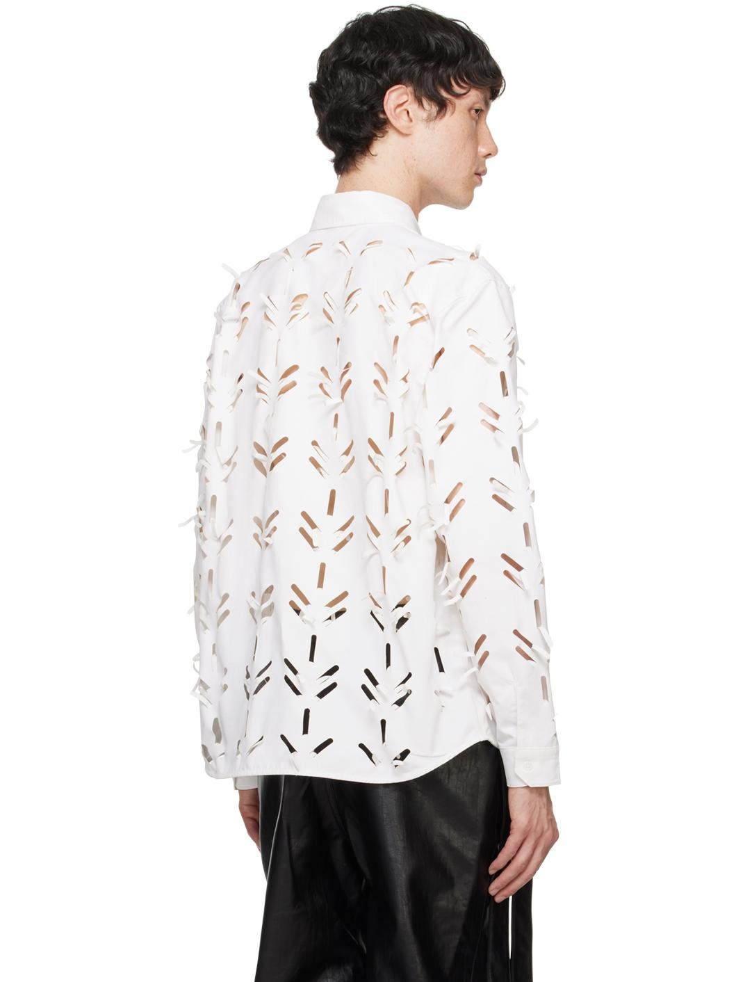 White Laser-Slashed Shirt - 3
