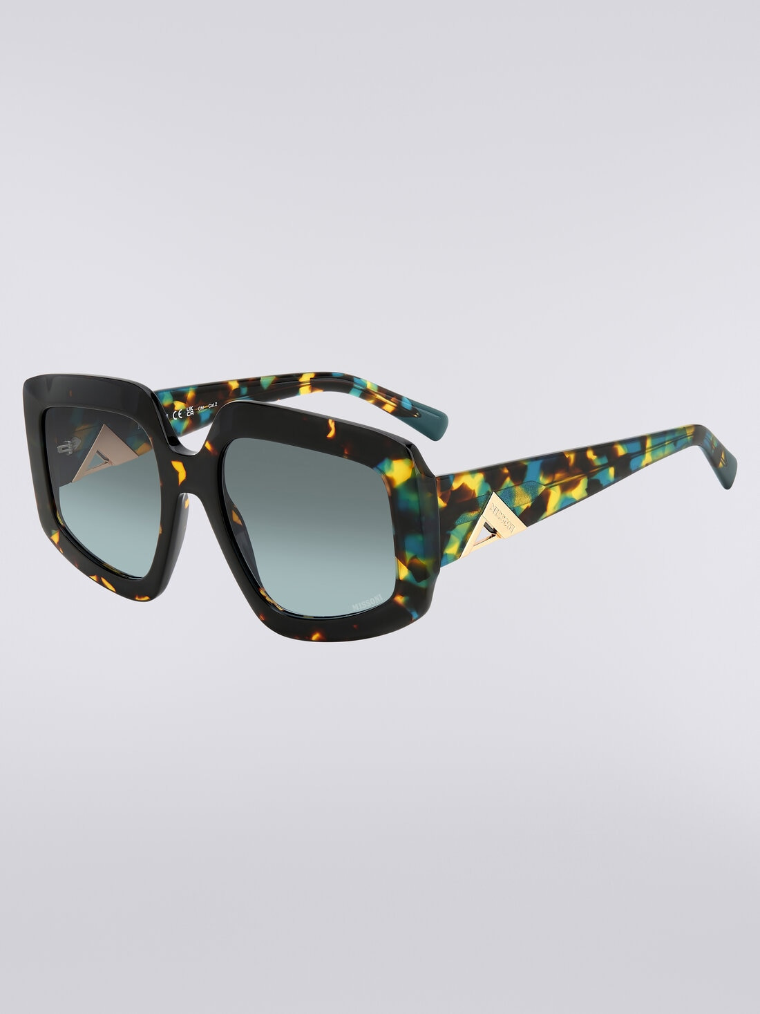 Squared sunglasses with triangle shaped metal trim - 2