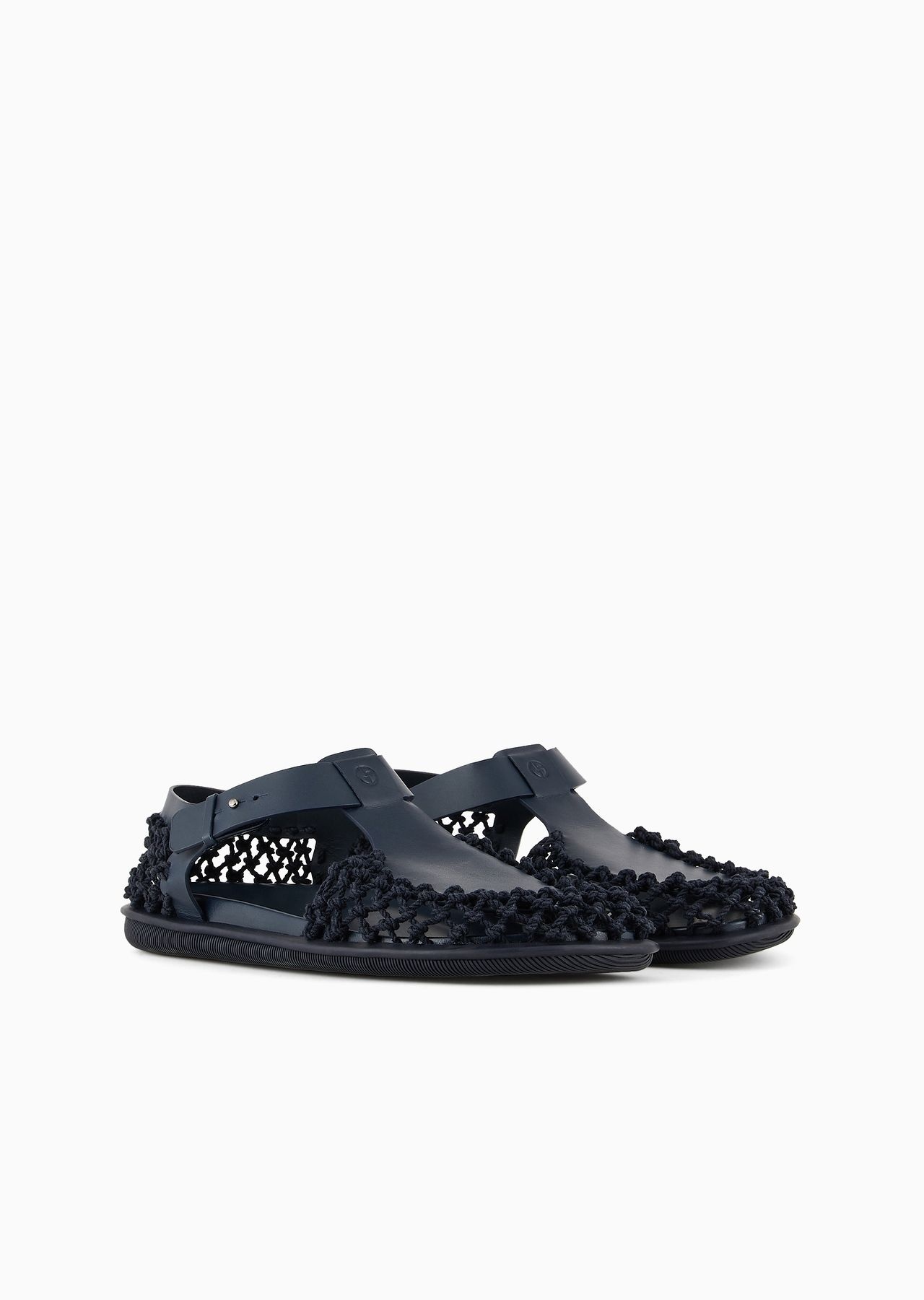 Braided leather and cotton sandals - 2
