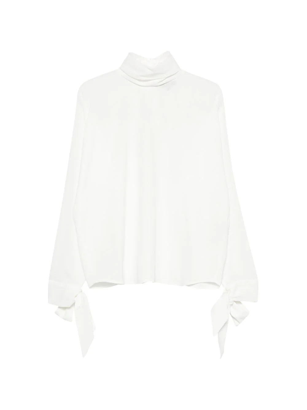 bow-cuff high-neck blouse - 1