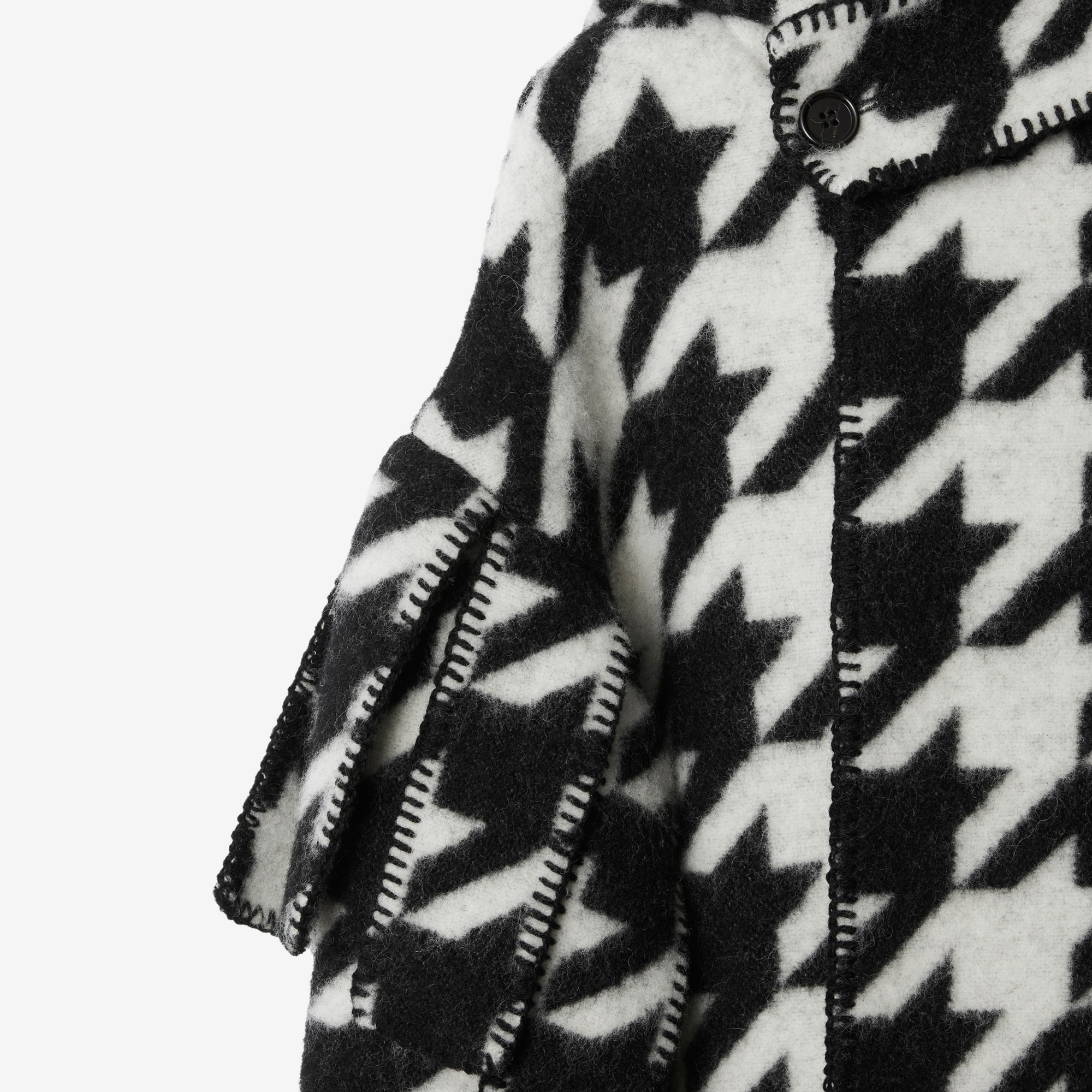 Houndstooth Wool Blanket Cape - 6