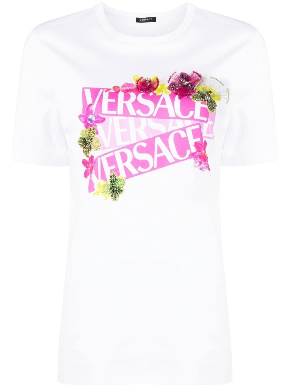 floral logo-print T-shirt - 1