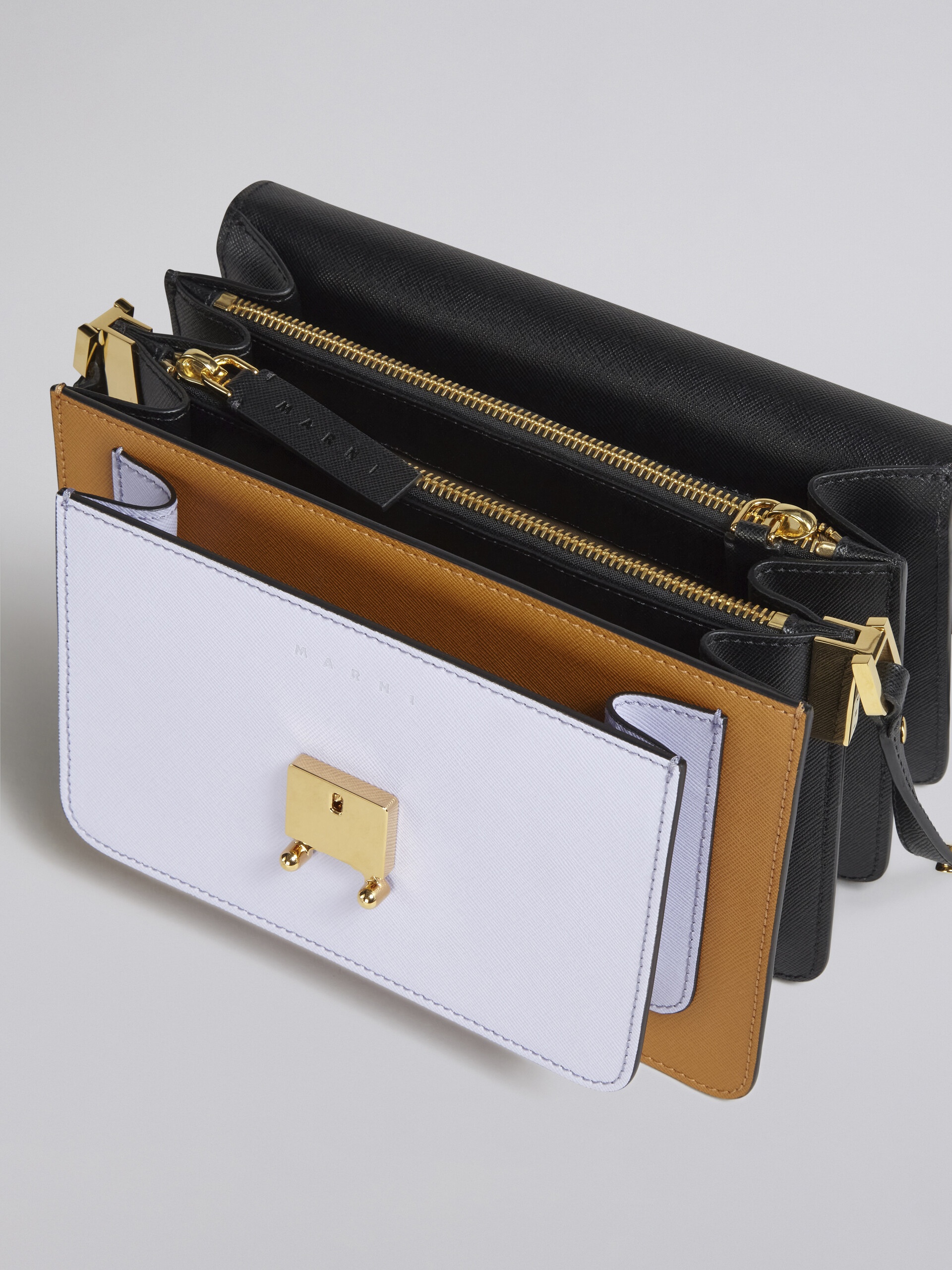TRUNK MEDIUM BAG IN BROWN LILAC AND BLACK SAFFIANO LEATHER - 4