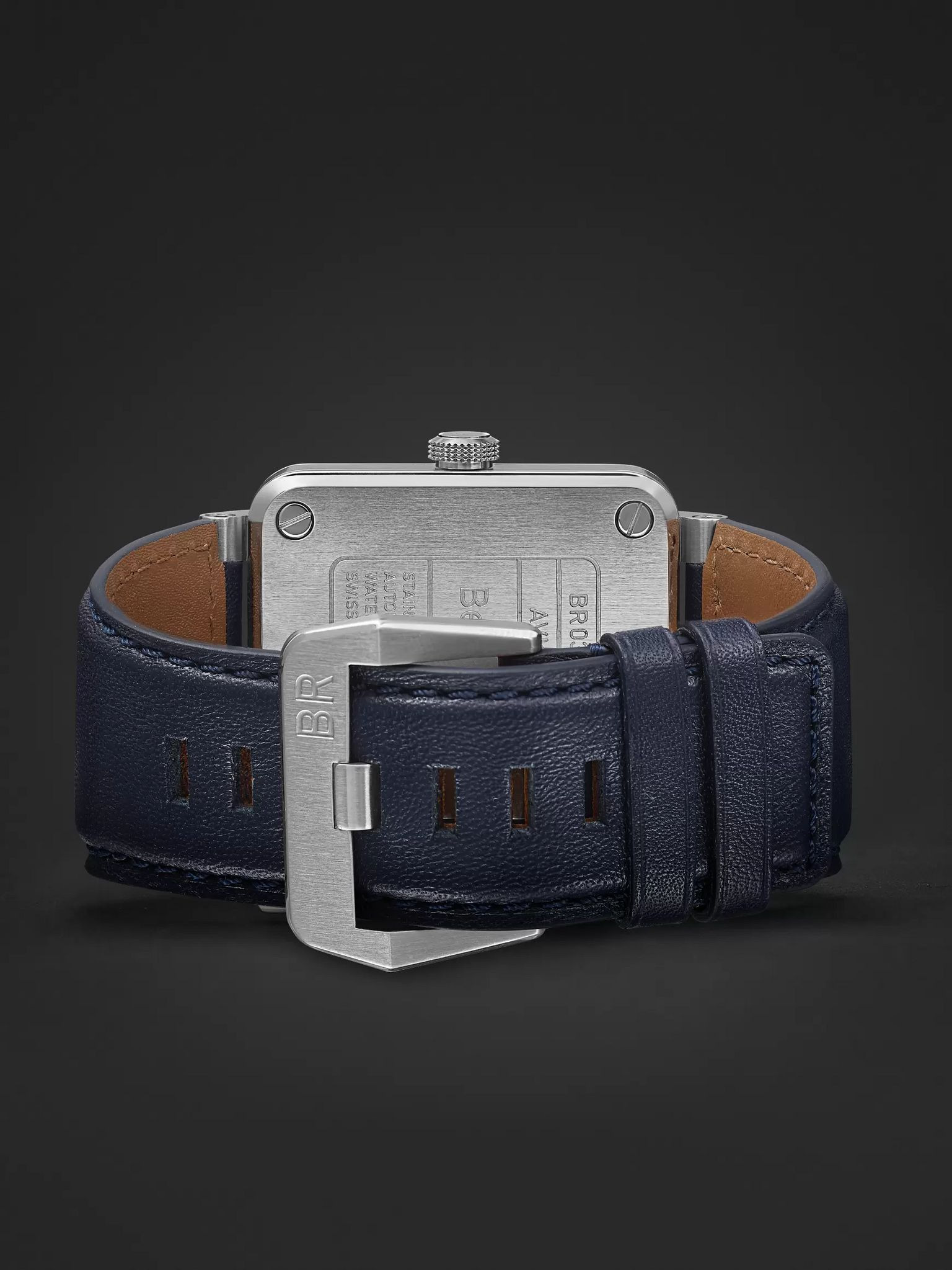 BR 03-92 Blue Steel Automatic 42mm Steel and Leather Watch, Ref. No. BR0392-BLU-ST/SCA Blue - 7