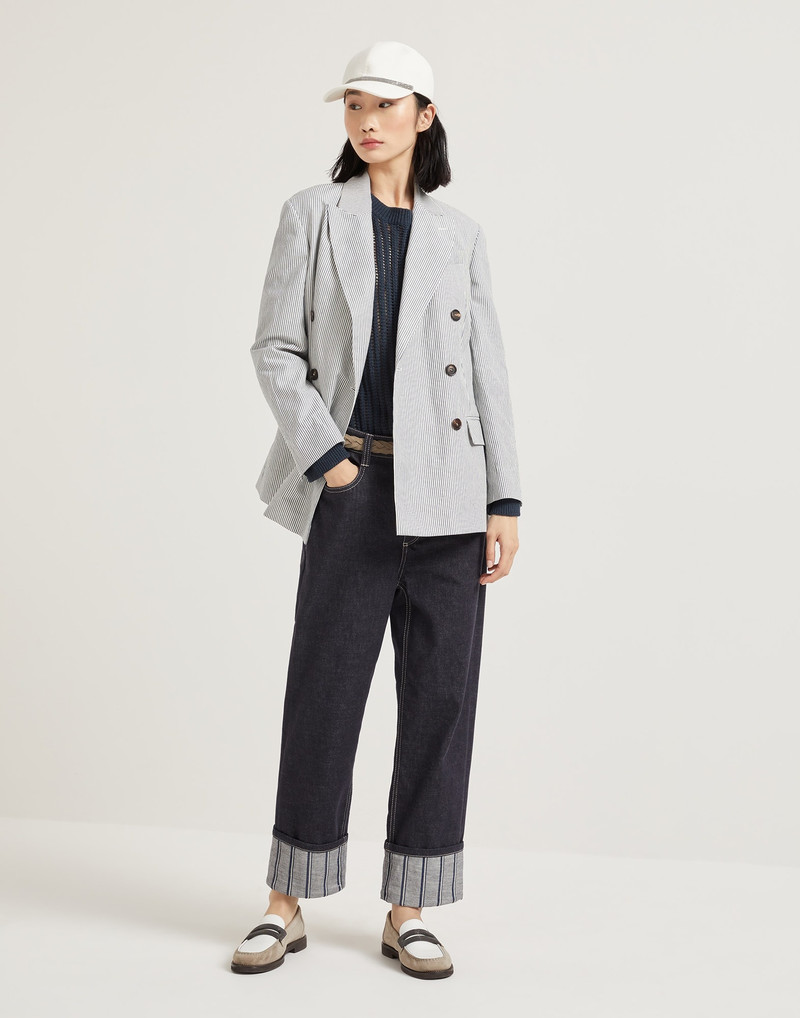 Cotton openwork rib sweater with monili 5