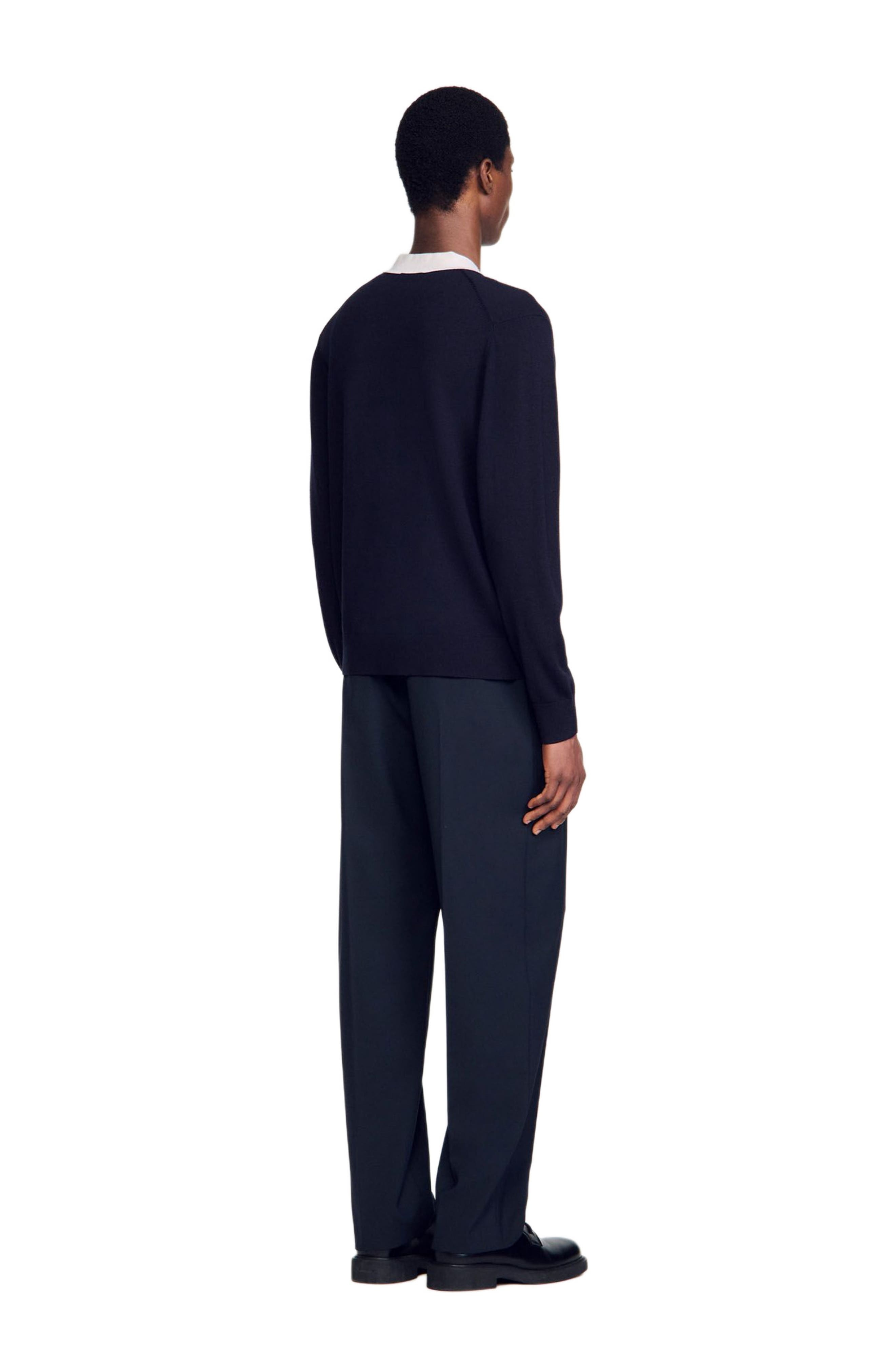 SANDRO Cardigan with patches in Navy Blue at Nordstrom - 2