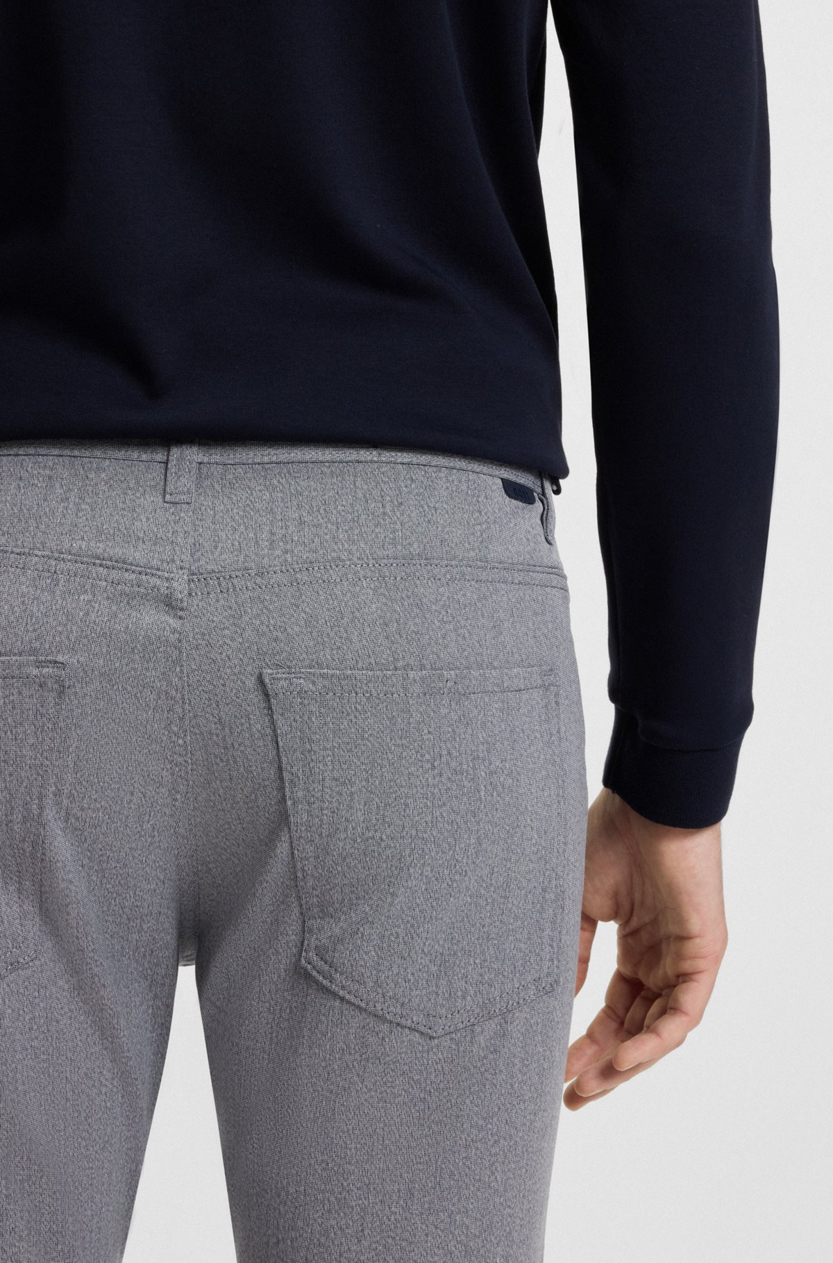 DELAWARE SLIM-FIT TROUSERS IN WRINKLE-RESISTANT DOBBY - 5