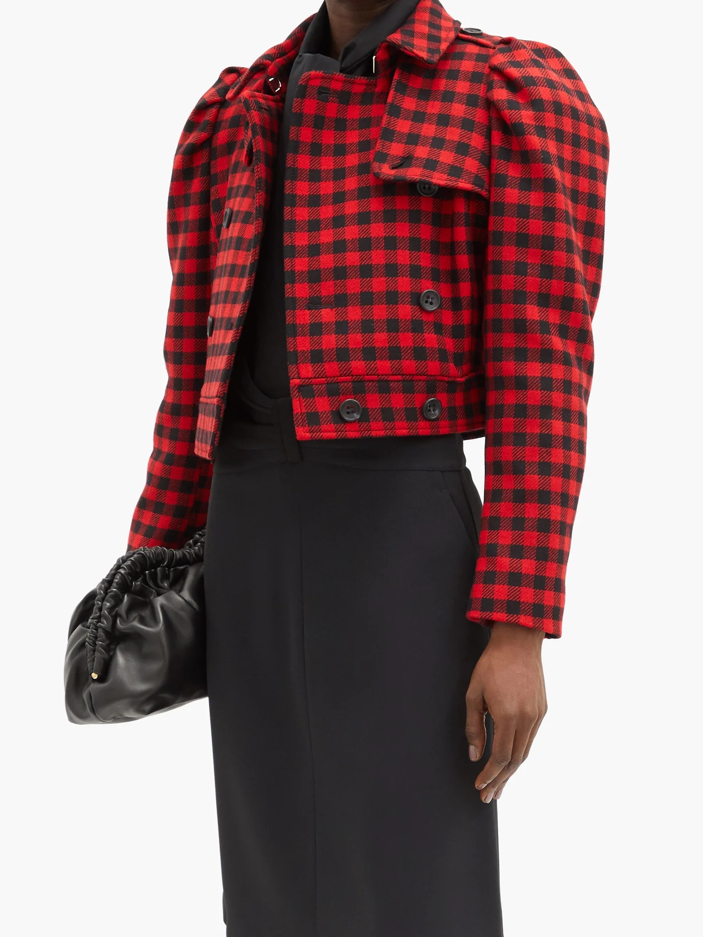 Cropped double-breasted houndstooth jacket - 6