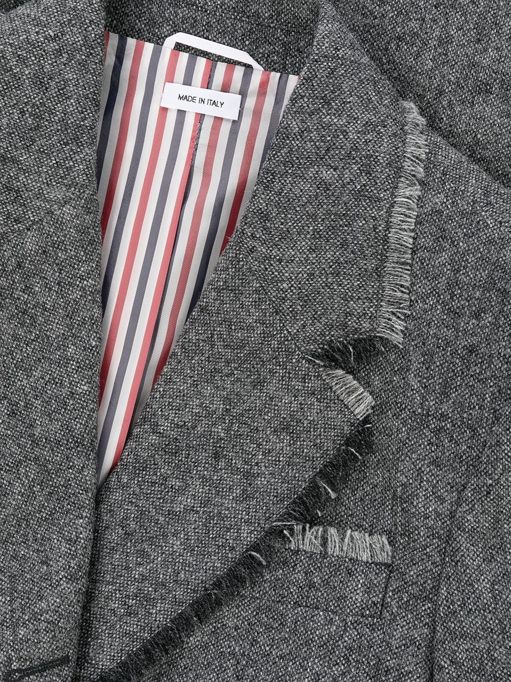 frayed trim single-breasted coat - 6