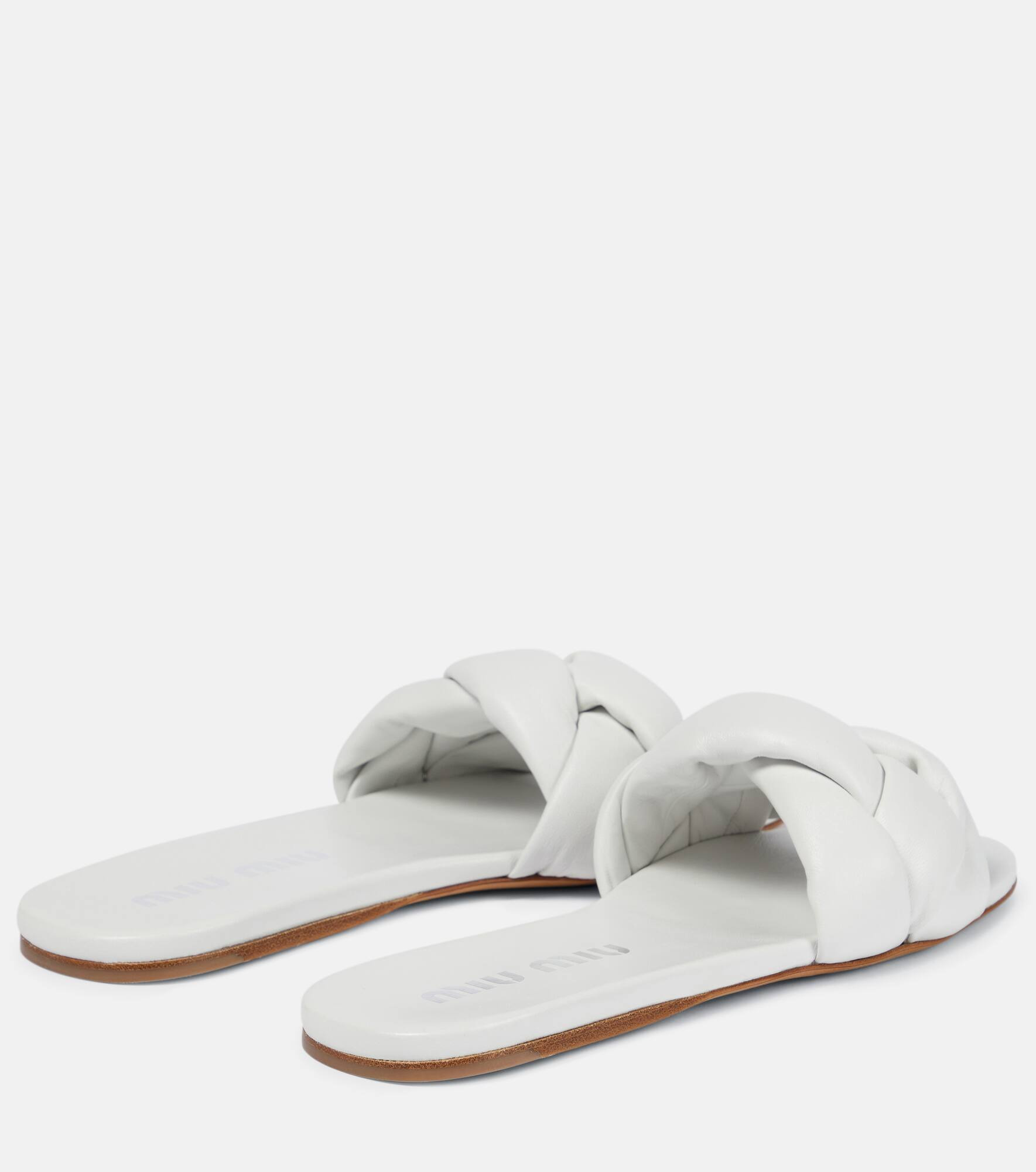 Woven leather slides - 3