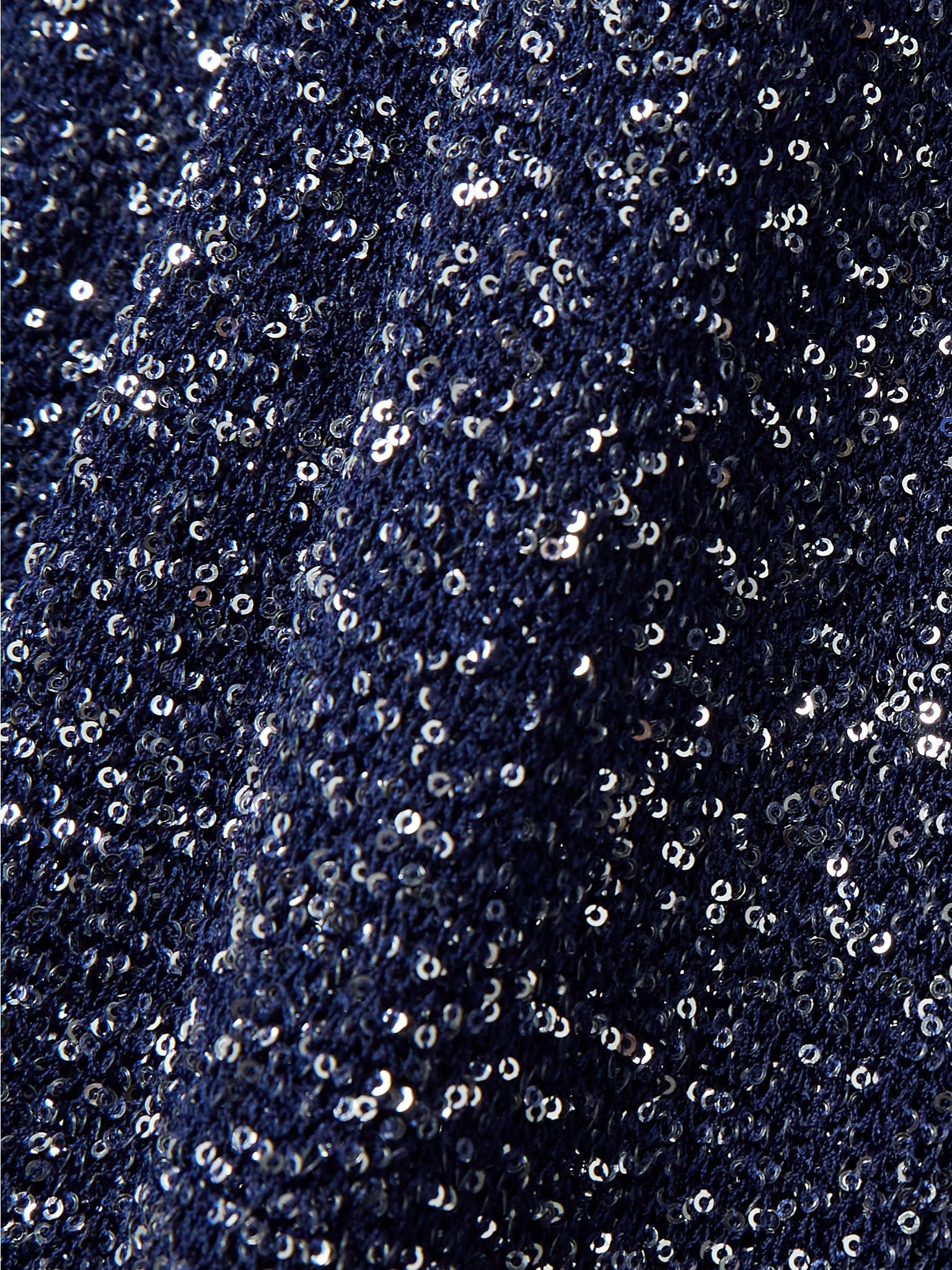 Sequined metallic-knit turtleneck maxi dress Navy - 4