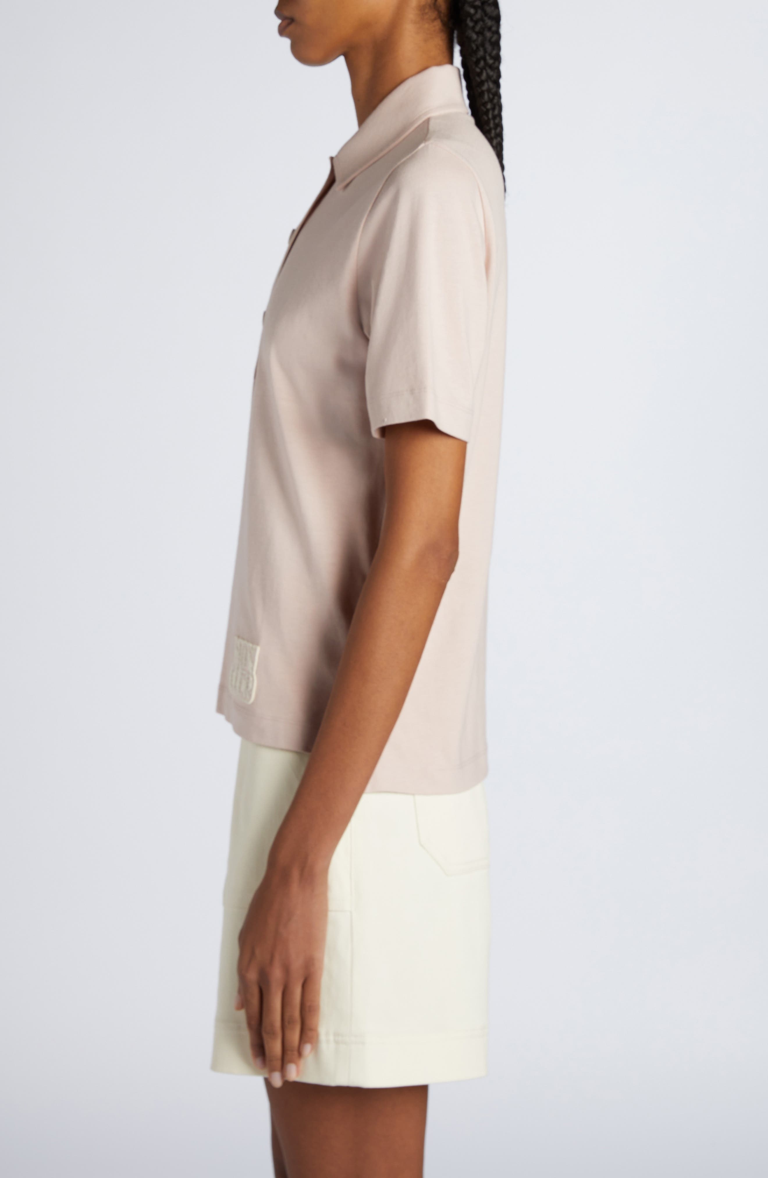 Moncler Short Sleeve Cotton Polo in Pink at Nordstrom - 3