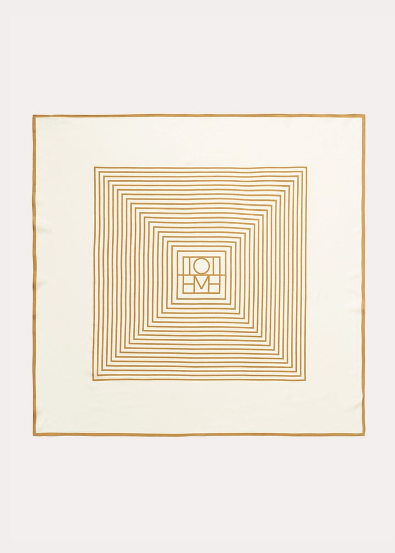 Centered monogram silk scarf bone 1