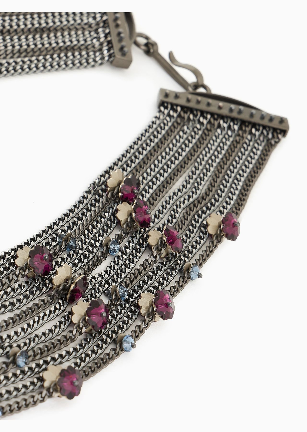 Metal multistrand necklace with Swarovski crystals - 2