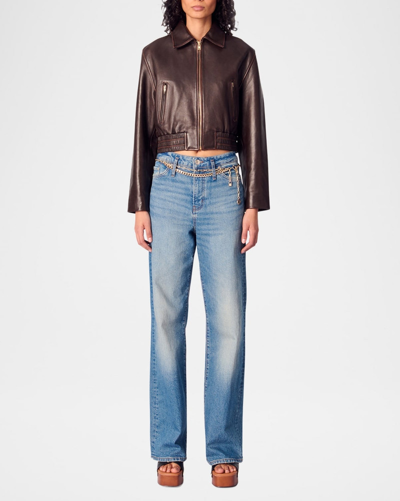 maje Cropped Leather Jacket outlook