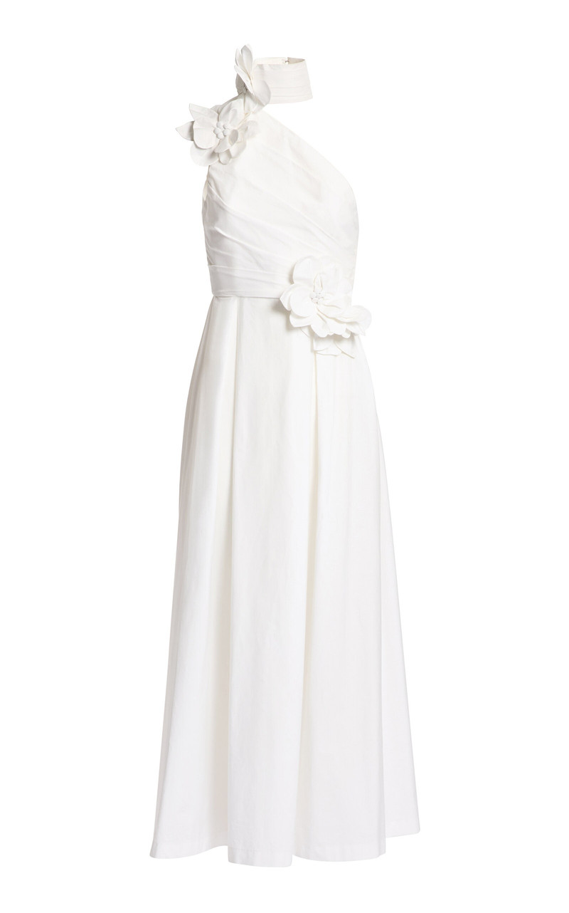 Floral-Appliquéd Cotton Poplin Maxi Dress off-white 1