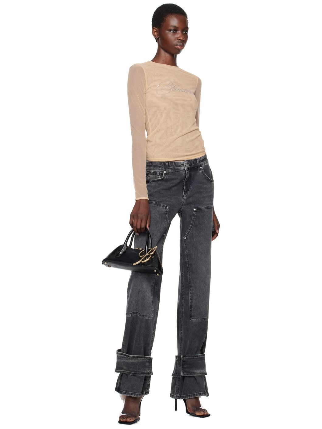 Black Boyfit Cargo Jeans - 4