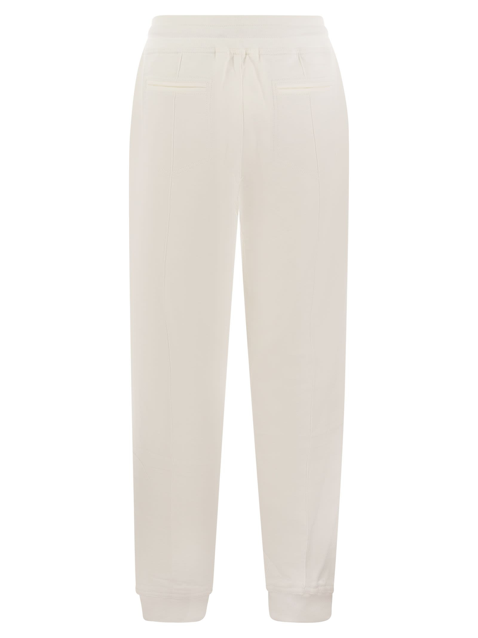 Brunello Cucinelli Men Cotton Fleece Trousers With Crête And Elasticated Hem - 2