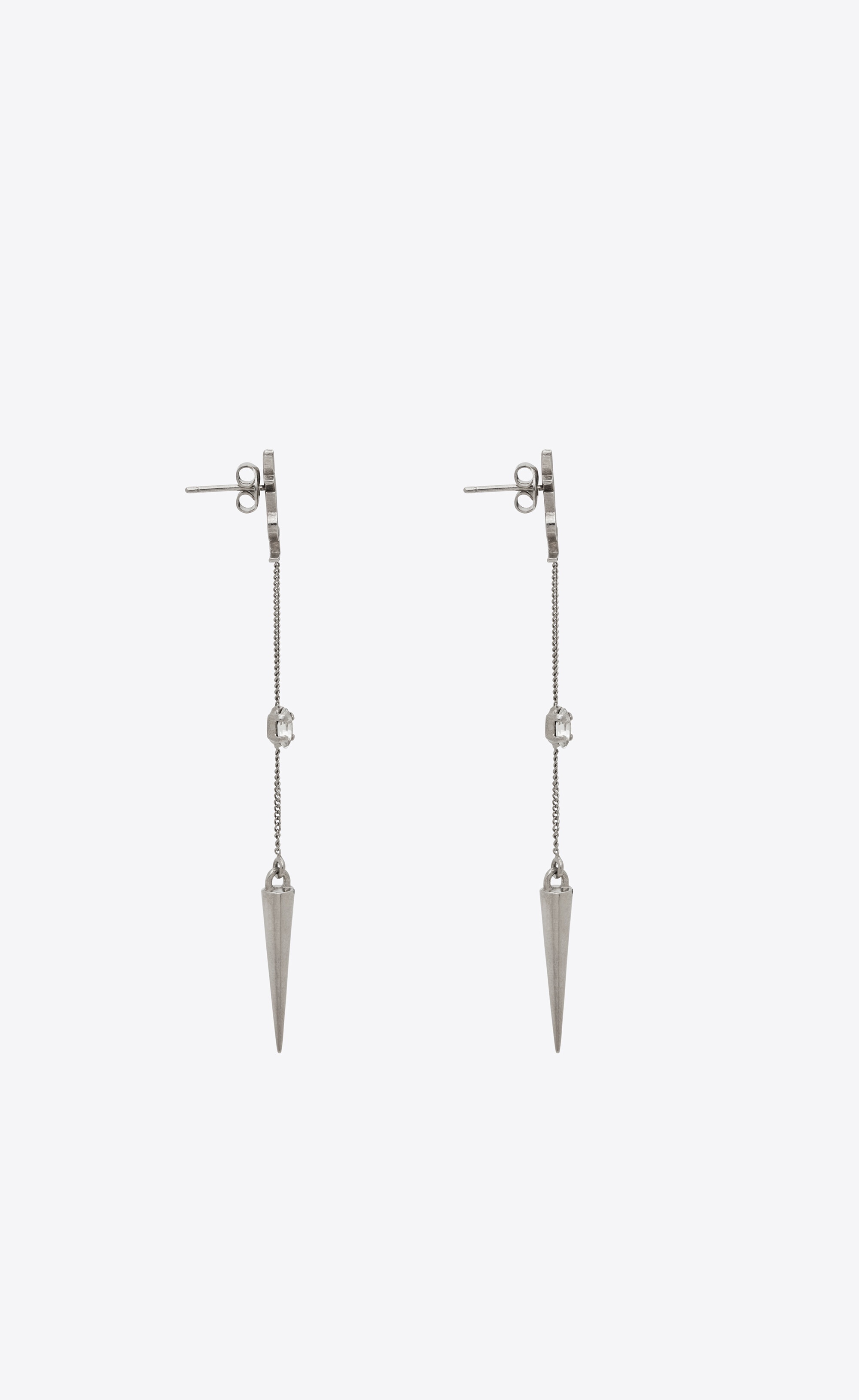 opyum ysl rhinestone spike earrings in metal - 3