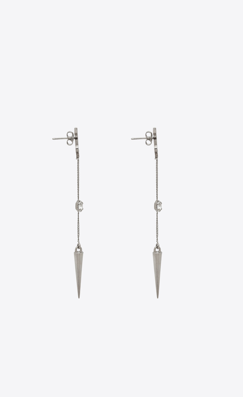 opyum ysl rhinestone spike earrings in metal 3