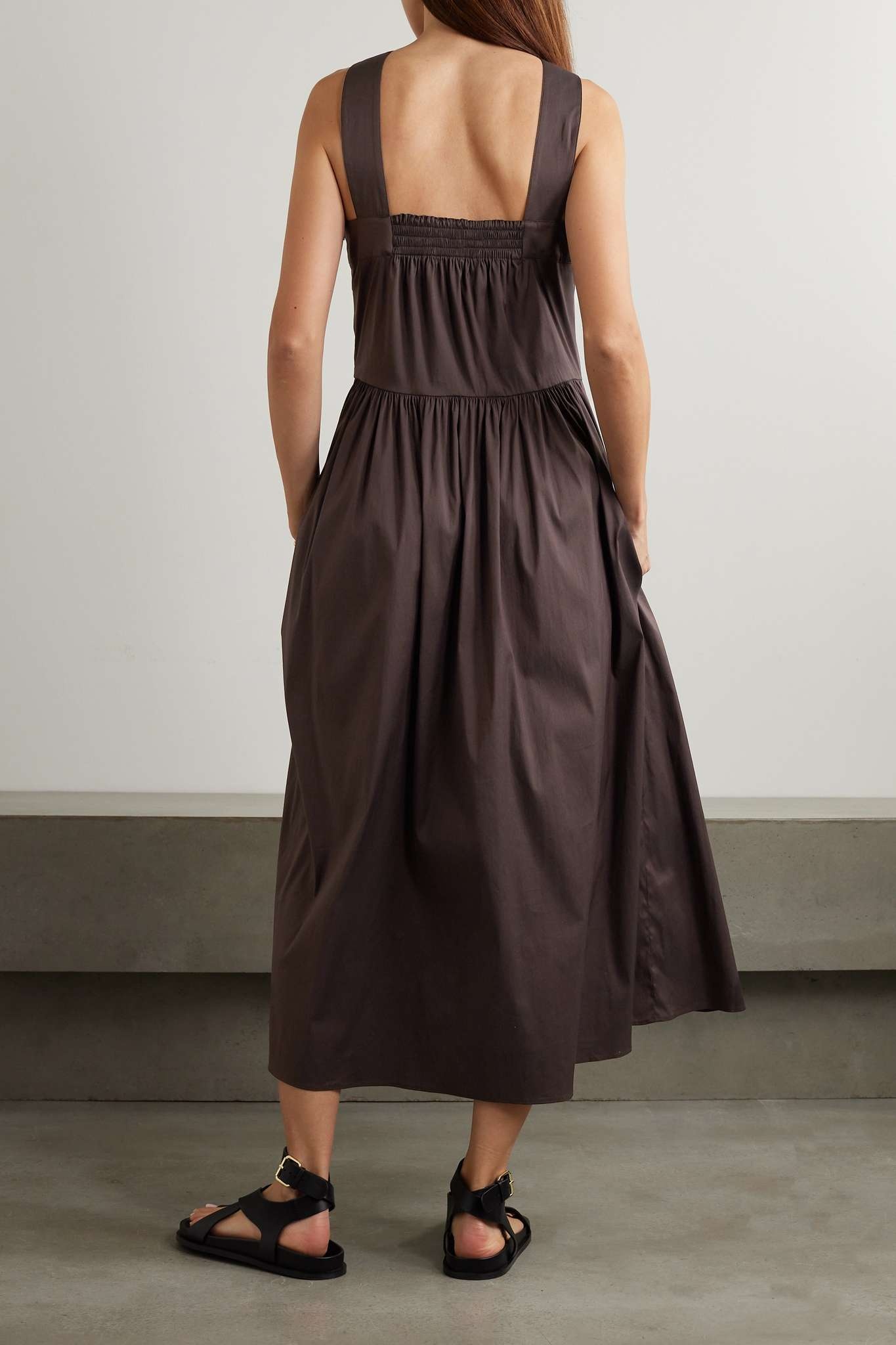 Max Mara gathered-detail sleeveless dress - Brown