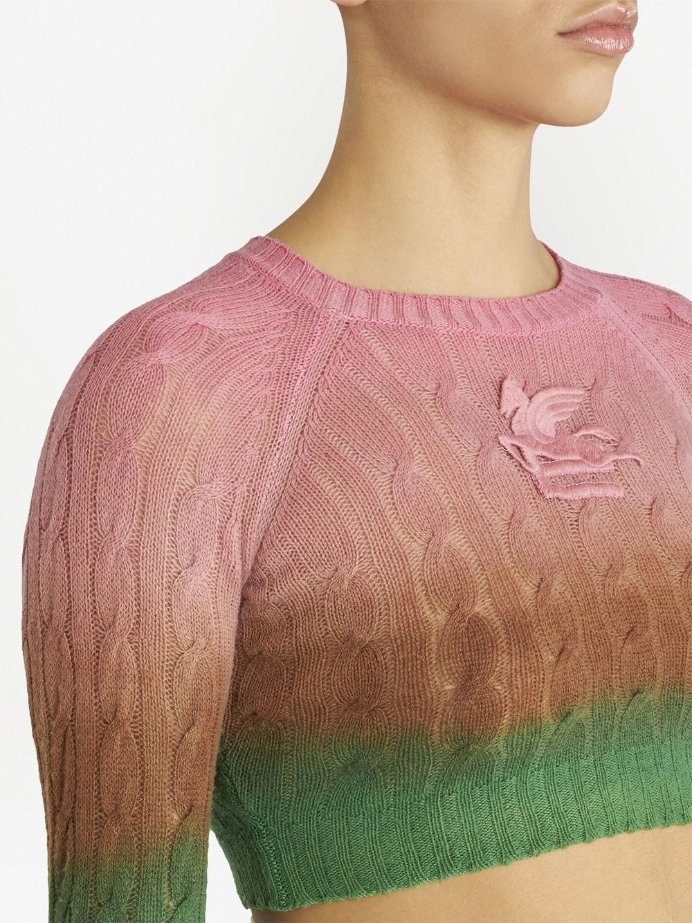 gradient cable-knit cropped jumper - 5