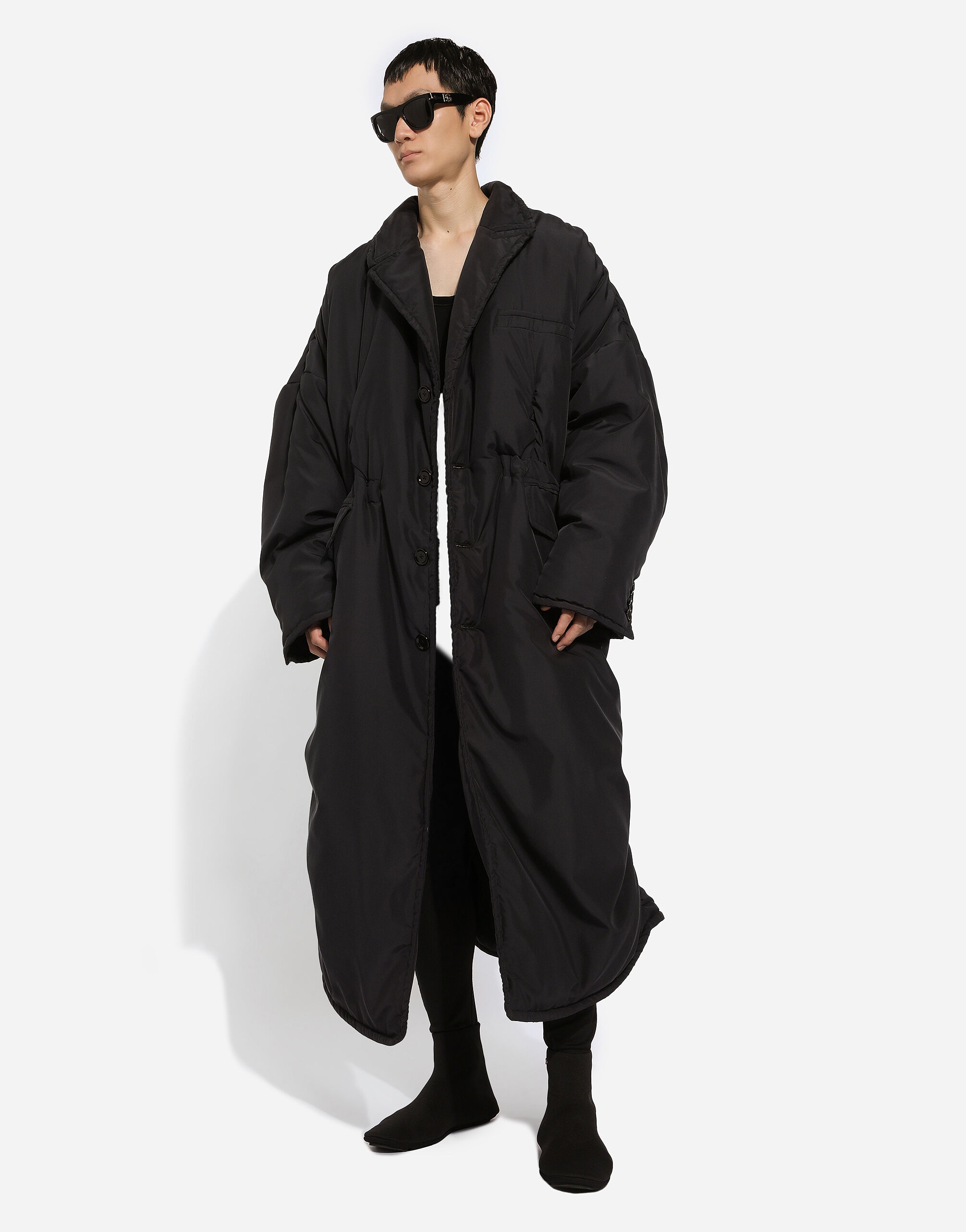 Single-breasted padded silk habotai coat - 5