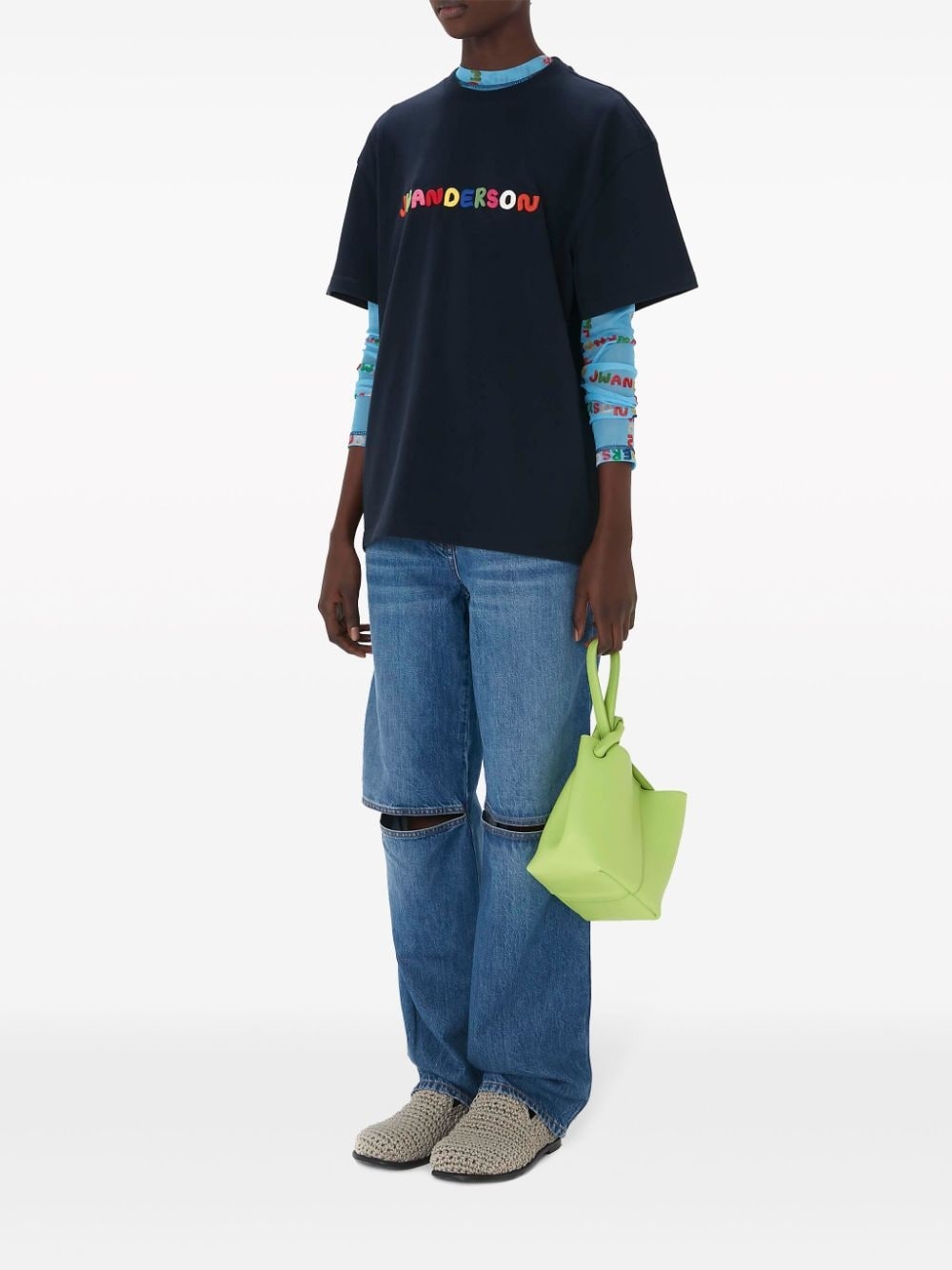 logo-embroidered cotton T-shirt - 3