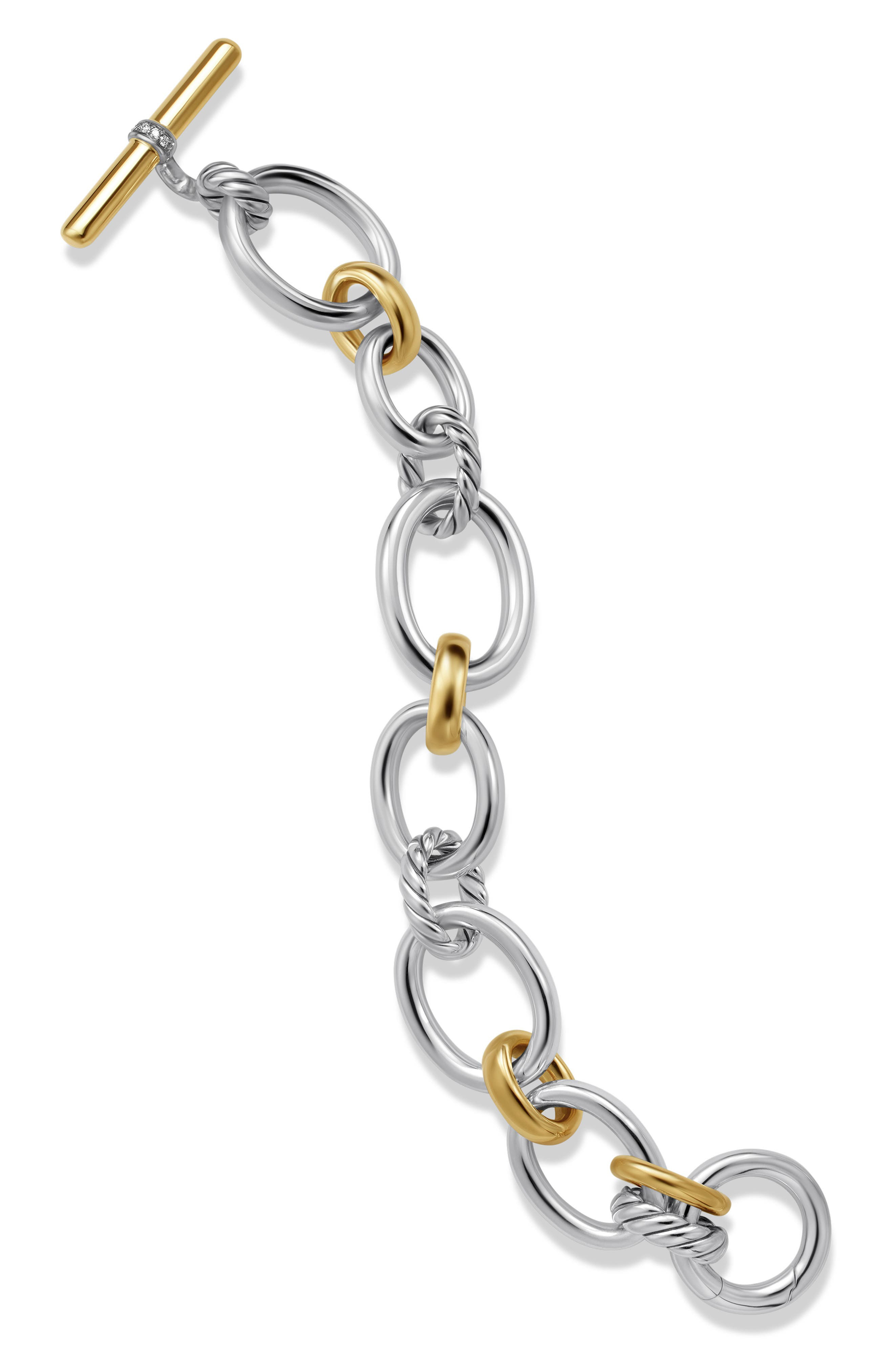 David Yurman Mercer­™ 18K Gold & Sterling Silver Chain Bracelet with Pavé Diamonds in Sterling Silve - 4