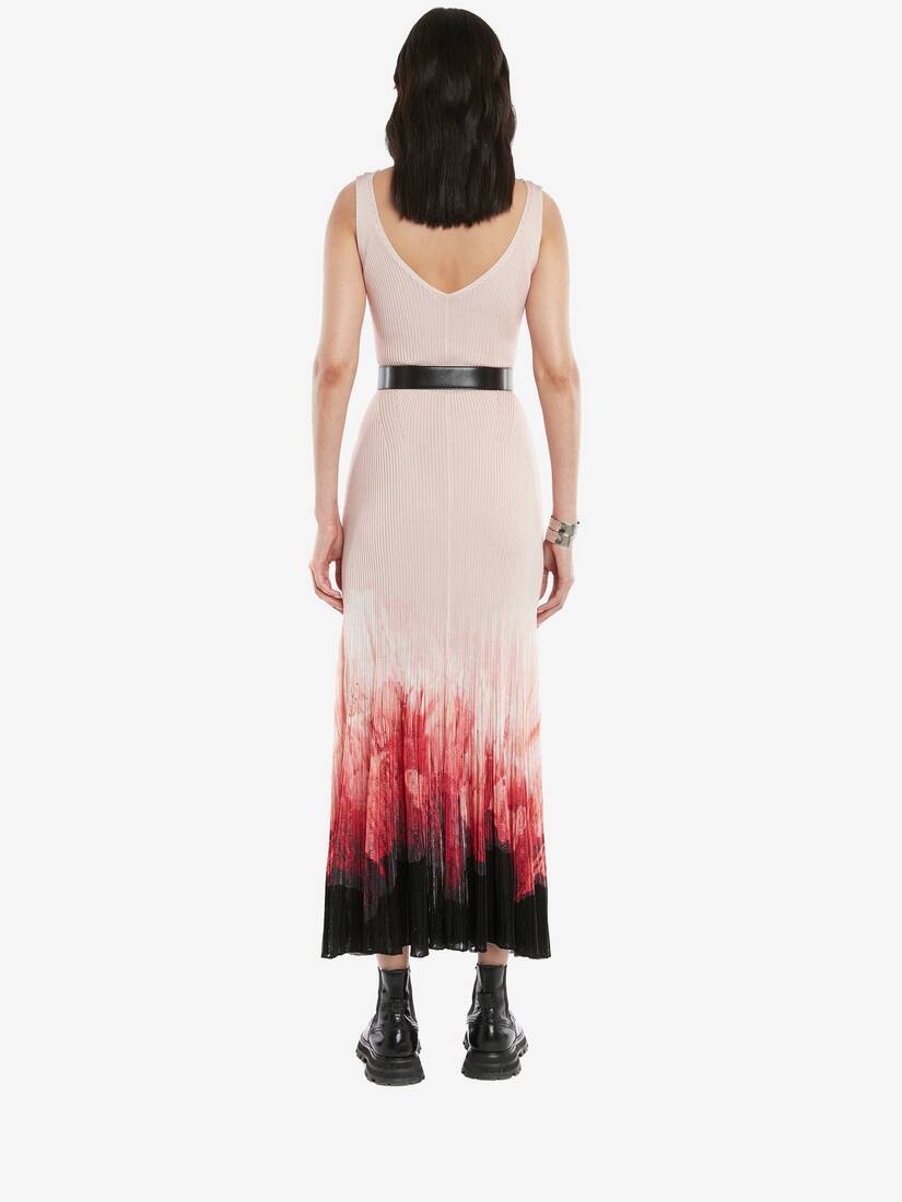 Paper Flower Engineered Knit Dress in Rose Gold - 3