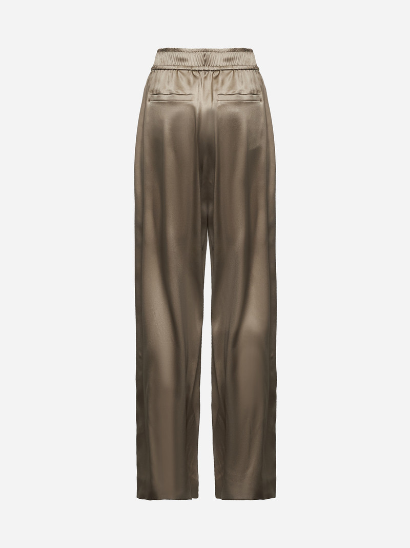 Brunello Cucinelli Beige silk satin Track trousers outlook