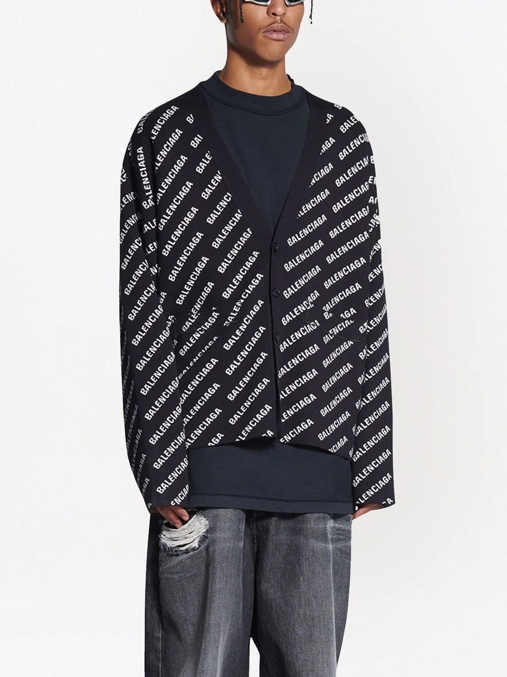 mini all-over logo print cardigan - 3