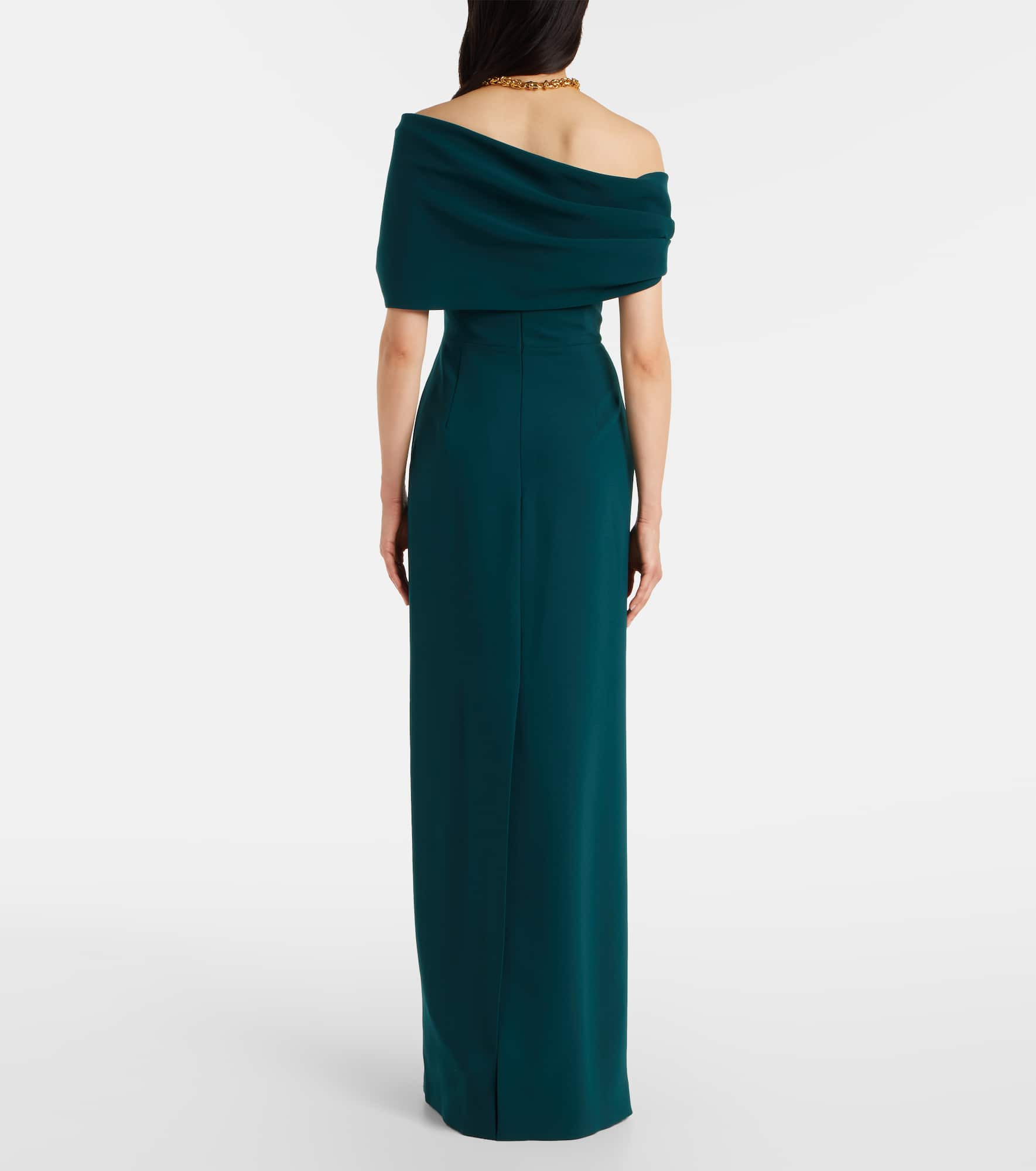 Floral off-shoulder crêpe gown - 3